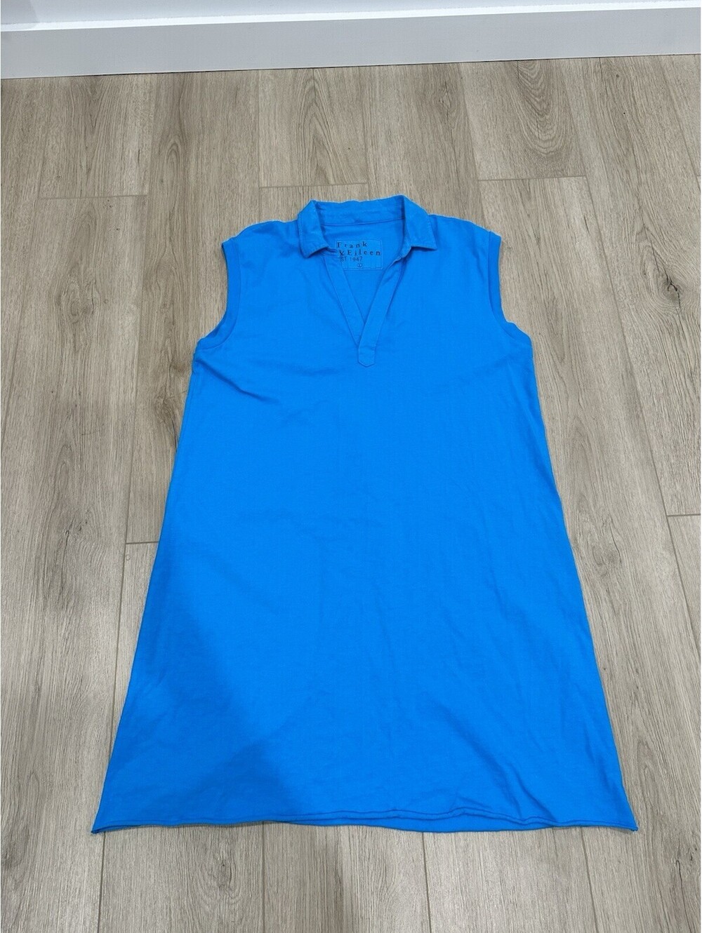 Frank & Eileen Mini Lilly Popover Henley Tank Dress Size Large Turquoise Summer